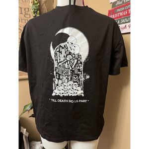 Romwe Medium Til Death Do Us Part Lovers Skeletons Tee Shirt